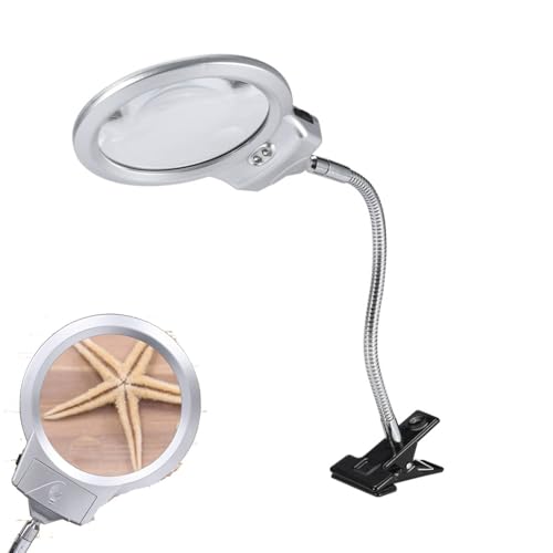 Lámpara De Aumento con Lupa De Abrazadera para Leer, Pintar, Coser Y Manualidades con Agujas, Lupas De Gran Aumento Lupa con Luz Lupas De Gran Aumento Fanáticos De Los Rompecabezas Y Pasatiempos