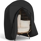 SUNCREAT Extra Large Lawn Egg Chair Cover, Patio Furniture Cover for Indoor Outdoor Lounger, X-Large Size, Black