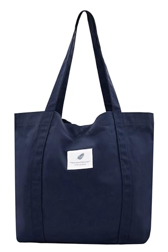 TeeYee Damen Stofftaschen Tote Tasche Einfarbige Umhängetasche Leicht Große Kapazität Student Shopping Beach Bag navy