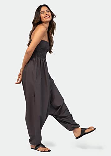 Cotton Maxi Harem Pants Romper Jumpsuit Grey,One Size Fit Size 6 - 16, Label States L #TOP3