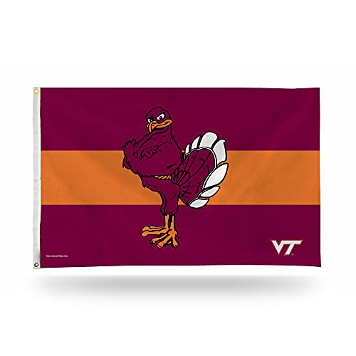 Rico Industries NCAA Virginia Tech Hokies Hokie Bird Maroon with Orange Stripe 3' x 5' Banner Flag Single Sided - Indoor or Outdoor - Home Décor