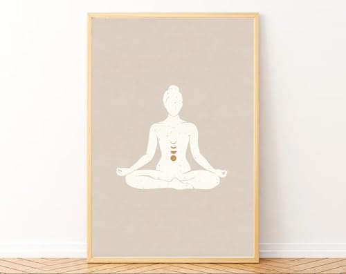 Image of Gamya Spiritual Big Aesthetic Framed Meditation Affirmation Motivational Posters For Living Room, Bedroom Office Wall Decor, Dopamine art /Girls Boys Gift Item (13x19 Inches) (Meditation Trio (A))