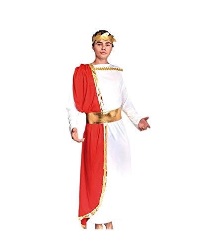 Partilandia Disfraz Romano Adulto Hombre Griego【Tallas S a L】[Talla M] Toga Roja Corona Laurel| Disfraces Carnaval Históricos Antigua Grecia Roma para niños