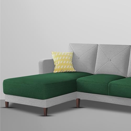 Image of Baloney LHS 6 Seater L Shape Sofa Set for Living Room (Green Grey Fabric) Premium Fabric Sofa