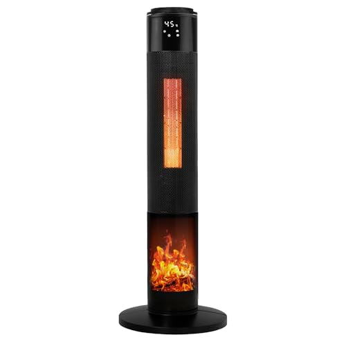 Tronitechnik Turm-Keramik-Heizer Elektro-Heizer 2000 Watt, PTC Keramikheizelement mit Fernbedienung, Kamineffekt, Oszillation, Timer, Umkippschutz, bis 45°C