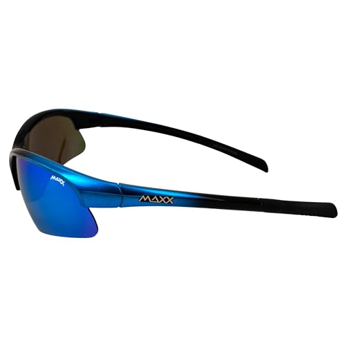 MAXX Domain Sport Golf Sunglasses Black w/Blue Frames Blue Mirror Lens & HD Amber Lens3