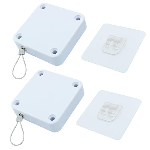 Unlorspy 2Pcs Automatic Sliding Door Closer Punch Free Door Closer Automatic Door Closer Steel Drawstring for Bedroom/Bathroom/Office (800g Tension, White)