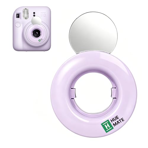 HUEMATE Selfie Mirror Lens Cap for Fujifilm Instax Mini 12 Large Clear Mirror Rotates Open with Lens Lens Protector Accessory Purple