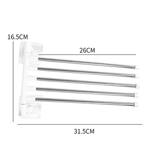 Toallero de baño giratorio de aluminio con 5 barras y colgador de pared 3