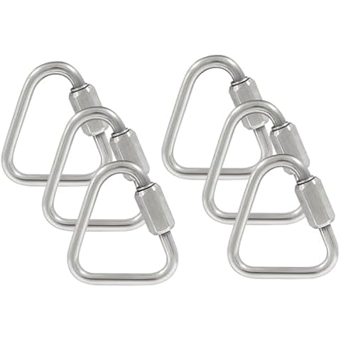 Qjaiune 6Pcs Delta Quick Links 1/8 Inch 316 Stainless Steel Triangle Locking Quick Connector, M3.5 Quick Link Chain Heavy Duty Durable Chain Connector - 330lbs Capacity Cover