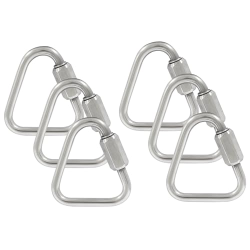 Qjaiune 6 connettori rapidi Delta da 0,3 cm in acciaio inossidabile 316 con bloccaggio rapido, M3.5, connettori per catena a maglie rapide resistenti e durevoli, capacità 150 kg