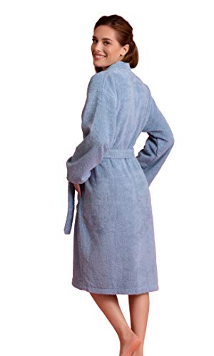Image of Women's Turkish Terry Kimono Style Bathrobe - 100% Cotton Robe for Women - Comfortable & Absorbent - Soft & Cozy Wear