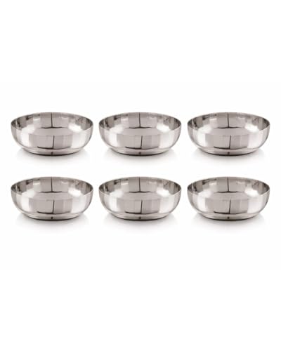Image of Tosaa Stainless Steel Lotus Halwa Plates Pack of 6 - Perfect for Traditional Sweets Like Halwa, Laddoo, Or Barfi,Professional Use for Serving Desserts.