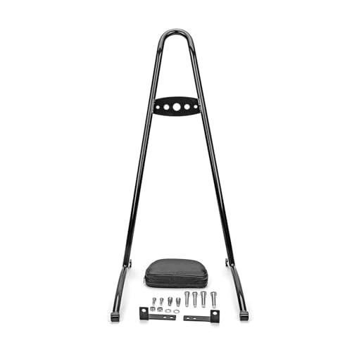 Dossier passager arrière moto Dyna acier triple placage noir brillant 24" de hauteur supérieure