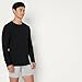 Amazon Essentials Men's Slim Fit Breathable Cotton Crew Neck Undershirts, Pack of 6, Black Long Sleeve, Medium