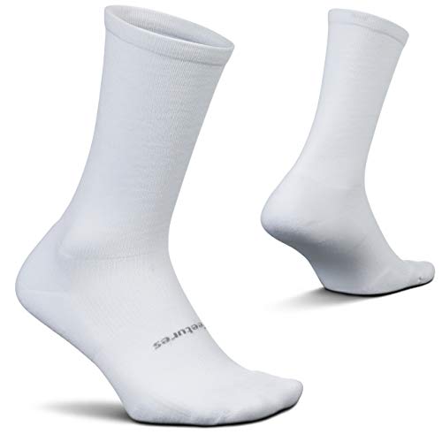 Feetures High Performance Cushion Crew Sock— Supportive Socks for Women & Men, Moisture Wicking— Medium, White