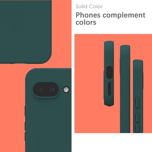 YATWIN Hülle für Google Pixel 9a, Silikon Handyhülle mit Futter, 1mm Kamera und Displayschutz, Dünn & Leicht, Anti Kratzer Case, Grün 3