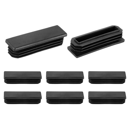 Image of uxcell 8 Pcs Rectangle Tubing End Caps 3 1 /8 x 1 Inch Plastic Hole Plugs Insert End Cap for Metal Tubing Post Chair Leg Table Bookshelves Furniture, Black