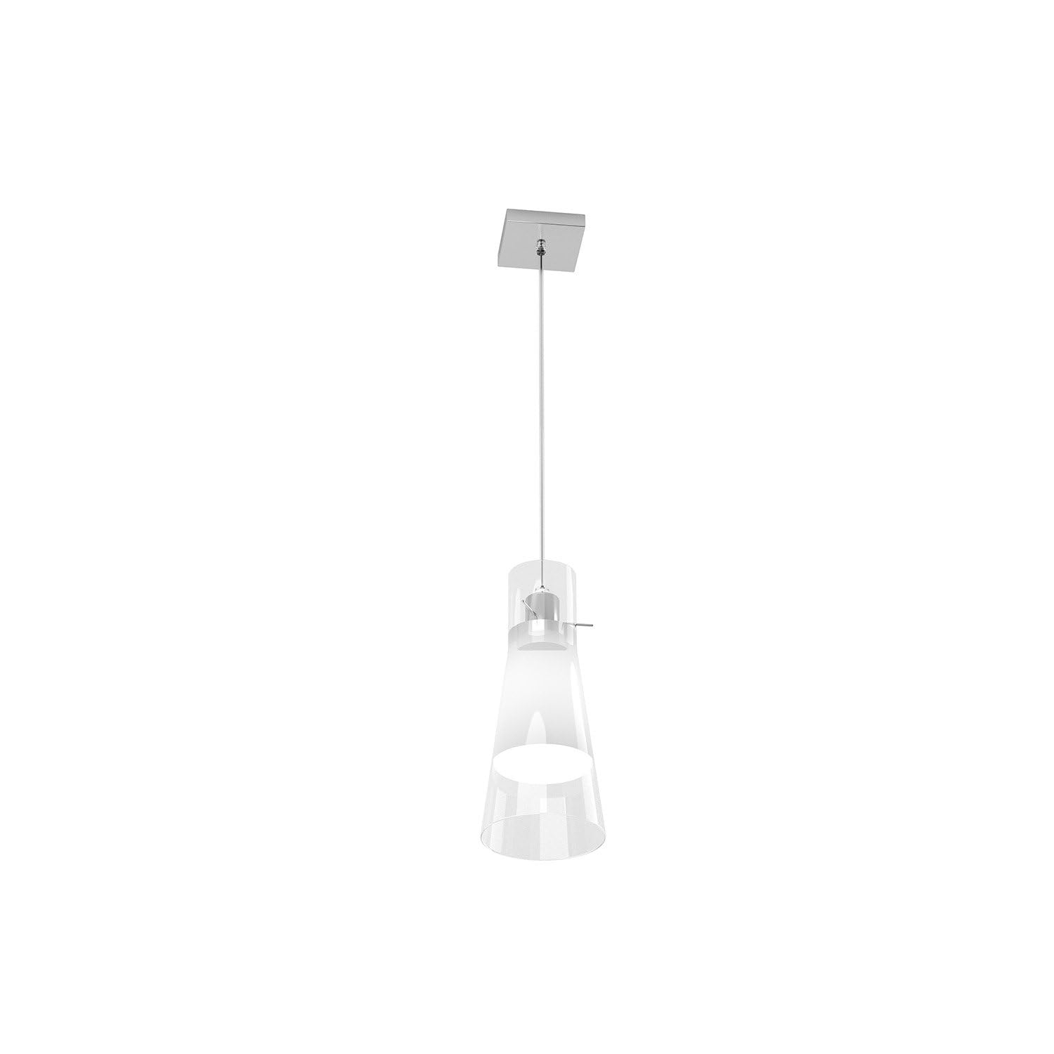 LAMPADARIO SOSPENSIONE MODERNA UNA LUCE VETRO CONICO BORDO TRASPARENTE CILINDER 1079/S1