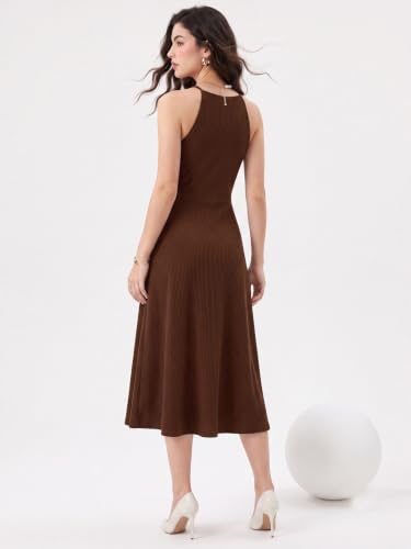 Image of Selvia Women's Keyhole Neck Sleeveless Midi Fit & Flare Western Dress