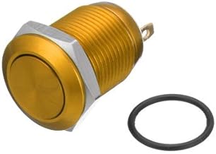 TuToy 5A / 16V 12Mm Interruptor De Botón De 2 Pines Interruptor De Botón Momentáneo De Acero Inoxidable Flat Top 5 Color - Amarillo