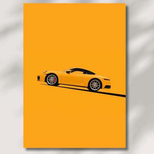 Image of Live Mad Live Crazy Yellow Porsche 911 Portrait Single Wall Paper Poster, A3 Size, 16.5L X 11.7W Inches Unframed Art Prints - Home, Bedroom, Living Room & Decor - Aesthetic, Matt Finish, Frame Not Included