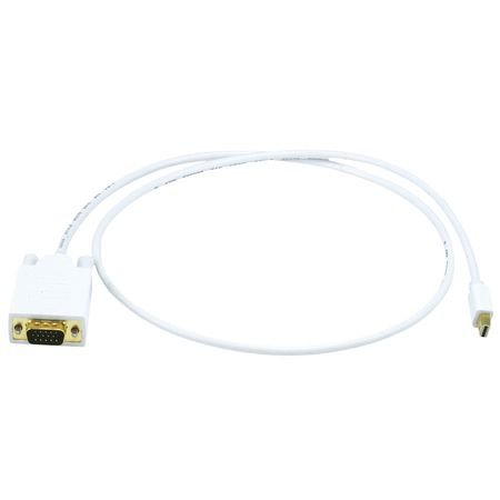 GRAINGER APPROVED CPU Cord, Mini Displayport/VGA, 3ft, White