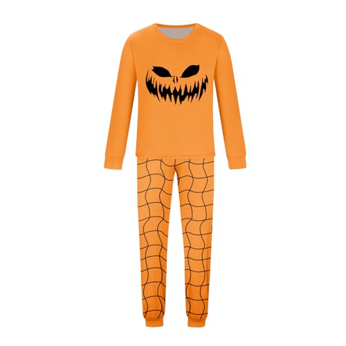 Family Halloween Pajamas Matching Sets Cute Pumpkin Face Long Sleeve Shirts Pjs Pants Bottoms Two Piece Sleepwear4