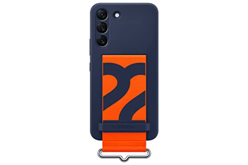 Image of Samsung Original Galaxy S22 5G Siicone Cover with Strap, Navy
