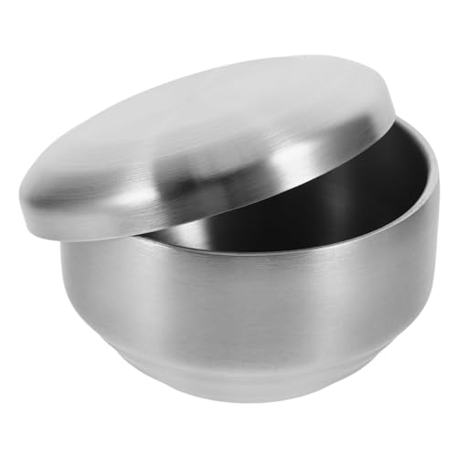 OATIPHO tazón de jabón de afeitar cuenco metalico para mezclar taza de afeitar de metal herramienta de afeitar de los hombres kit de tazón de afeitar Acero inoxidable Silver