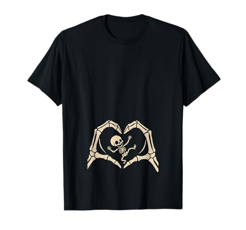 Pregnant Baby Skeleton Spooky Season New Mom Halloween T-Shirt