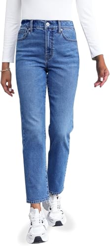 OFLUCK Straight Leg Mom Jeans for Women High Waisted Trendy