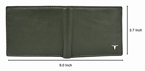 Image of URBAN FOREST Griffin Aniline Green Leather Wallet & Diamond Pen Combo Gift Set for Men