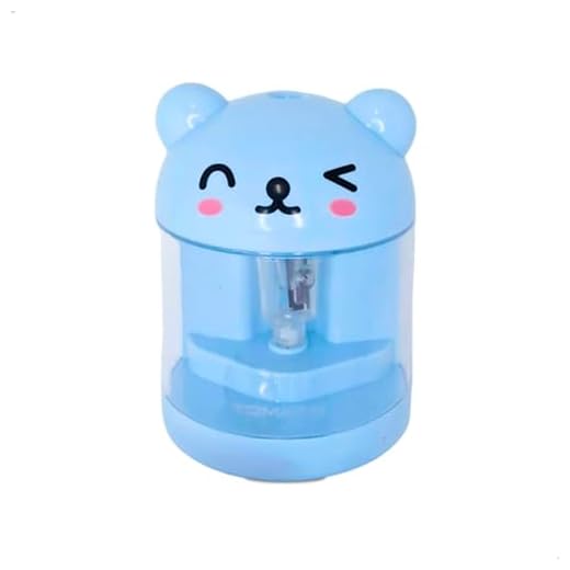 Apontador De Lápis Elétrico Ursinho Prático e Seguro (Azul)