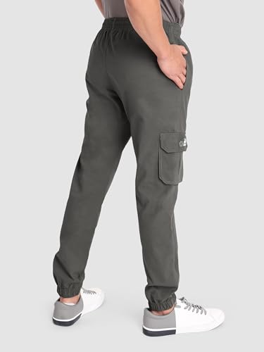 Image of Beyoung Cotton Solid Elastic with Drawstring Cargo Joggers for Men | Regular Fit | 2 Spacious Pockets | Smooth Texture
