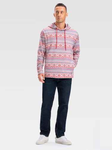 Men's Golf Hoodies Fleece Athletic Hooded Sweatshirt White Red Stripes,XL - image 6