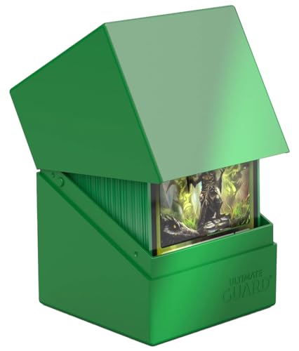 Image of Ultimate Guard Boulder Solid 100+, Deck Case for 100 Double-Sleeved TCG Cards, Green, Secure & Durable Storage for Trading Card Games, No Transparency