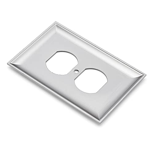 Amazon Basics Decorative 1-Gang Duplex Wall Plate, 3-Pack - Satin Nickel #TOP2