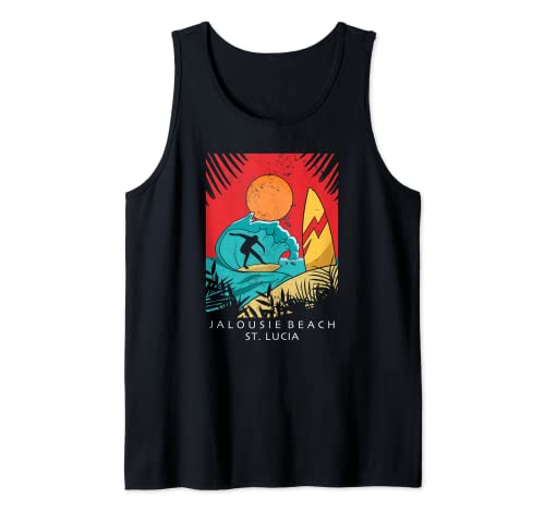 Creative Jalousie Beach - Travel - Surf Palm Tree St. Lucia Tank Top