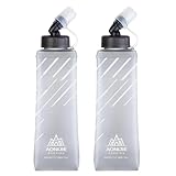 TRIWONDER TPU Soft Flask Botella de Agua Flexible Botella Blanda Plegable para Running Senderismo Ciclismo Correr Mochila de Hidratación (Gris - 420ml - 2 Pcs)