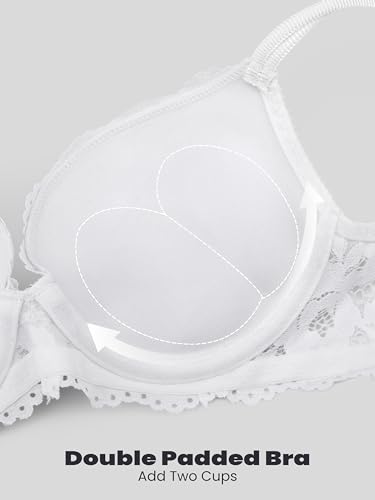Image of Women Lace Push Up Bras Add Two Cups Size Thick Padded Plunge Cleavage Underwire Bra