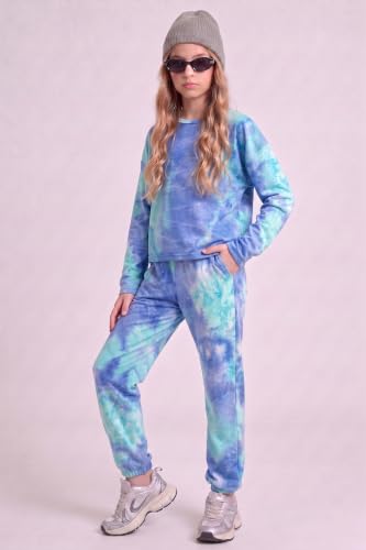Image of Arshiner Girls 2 Piece Outfits Kids Tie Dye Sweatsuits Set Long Sleeve Shirt and Pants Set Size 5-14 Y