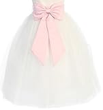 Sweet Kids Satin Preformed Bow Adjustable Sash Belt BabyPink M/Girls 2-6