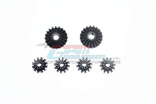 Harden Steel #45 Front, Center, Rear Diff Bevel Gear & Pinion Gear for Arrma KRATON / Outcast / Typhon / Talion / SENTON / Notorious / Infraction / Limitless - 6Pc Set Black