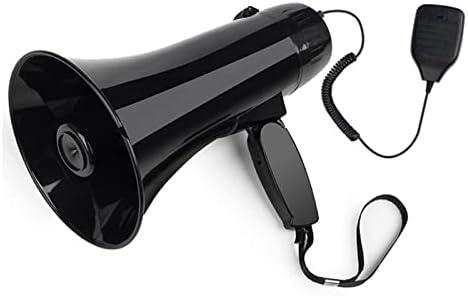 Megaphones Power Portable 35W Bullhorn Megaphone Speaker with Built-in Siren USB Flash Drive 240S Recording Black Great for Outdoor Announcements Amplifiers(No Battery)