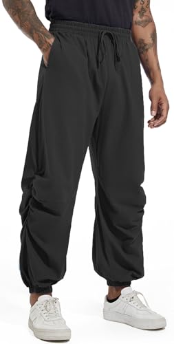 CLANMILUMS Mens Cotton Linen Drawstring Pants Elastic Waist Casual Jogger Yoga Pants