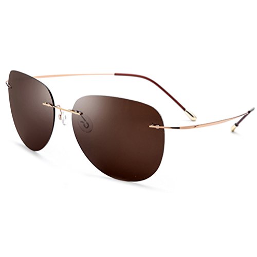 Image of 100% Real Titanium No Screw Rimless Polarized Sunglasses For Men Women Ultralight
