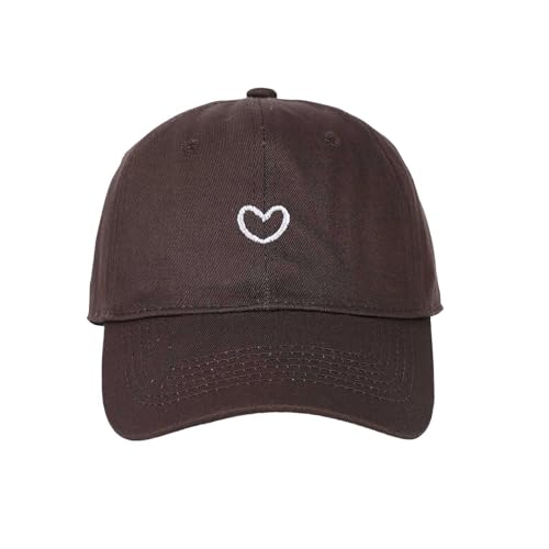 Generisch 2025 Gorra de béisbol con bordado de corazón, parte superior suave, gorra de papá ajustable para hombres y mujeres, informal, para uso diario, al aire libre, gorra de mujer de ciudad, café