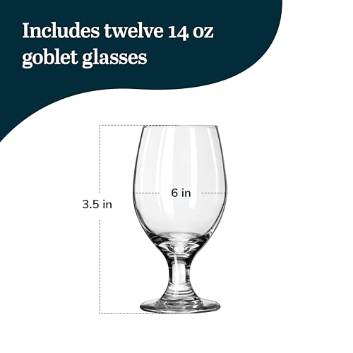 Image of Libbey 14 Oz Perception Banquet Goblet Glasses, Elegant Iced Tea Stemware Glasses, Versatile Goblets Glassware Set of 12 for Cocktails, Wines and More