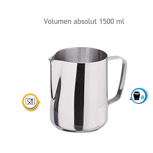 Kerafactum Jarra para leche o nata (acero inoxidable, 1,5 L) - Imagen 4